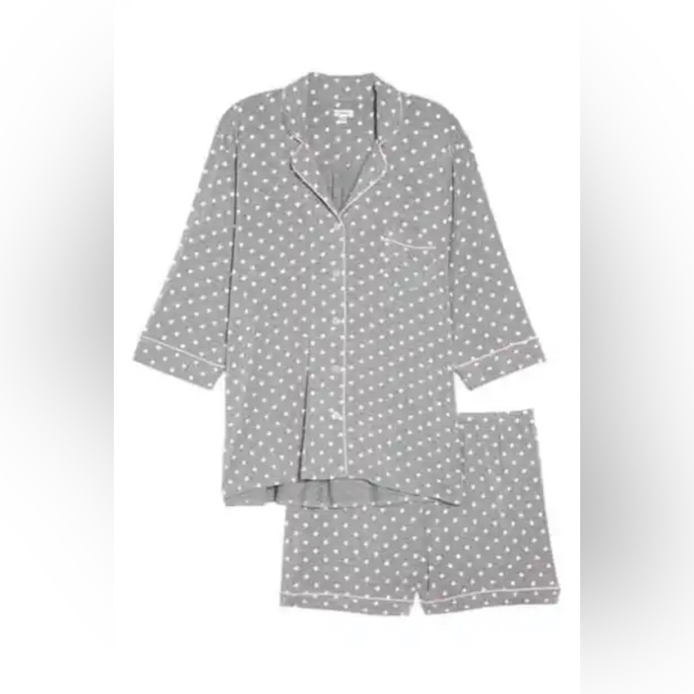 Pj SALVAGE Modal Three-Quarter Sleeve Short Grey Polka Dot Pajamas Plus Size 3X - Picture 2 of 6